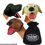 Schylling Dogs Stretchy Hand Puppets Brown Beige Tan & Black Gift Set Bundle with Exclusive Matty's Toy Stop Storage Bag 3 Pack  B07H369S48
